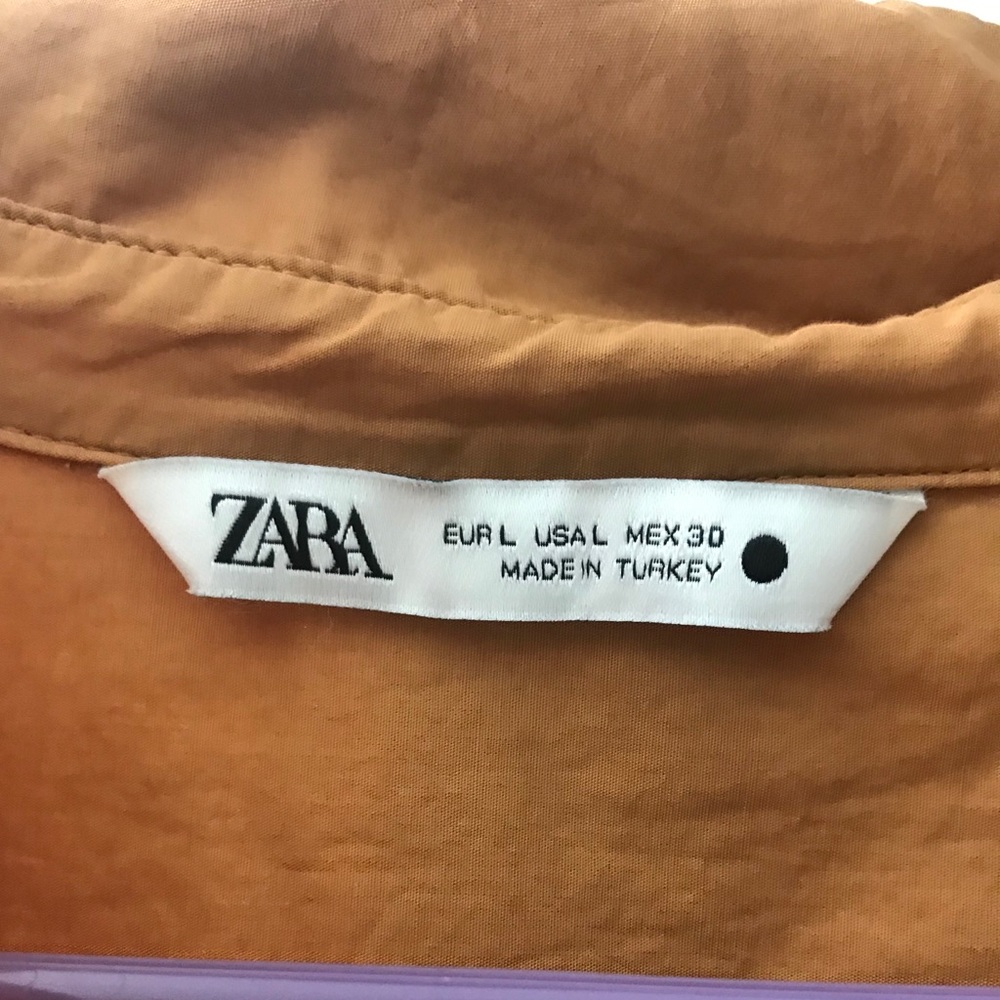 Zara Burnt Orange button down high-low shirt - Picture 2 of 2